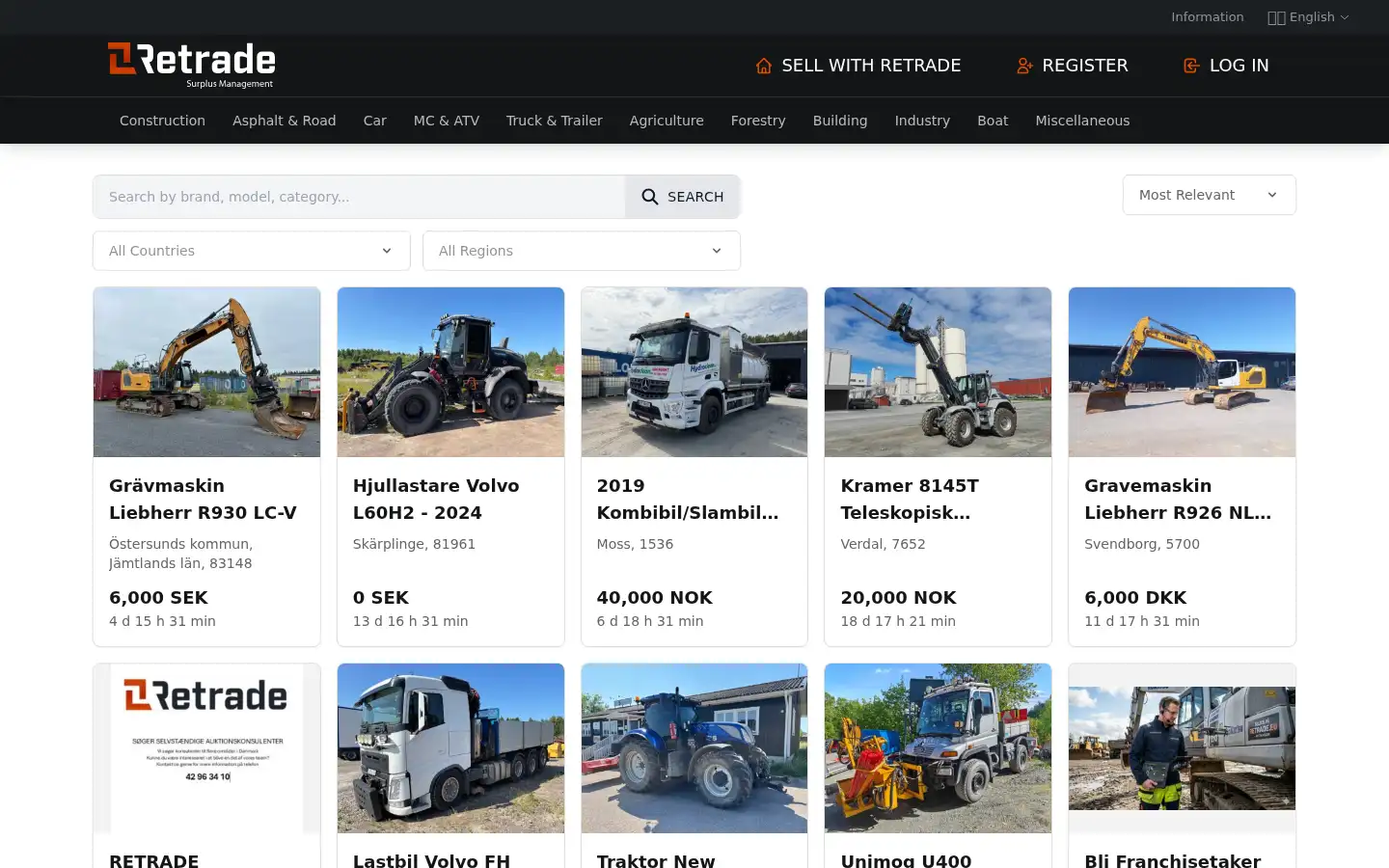 Screenshot of retrade.eu