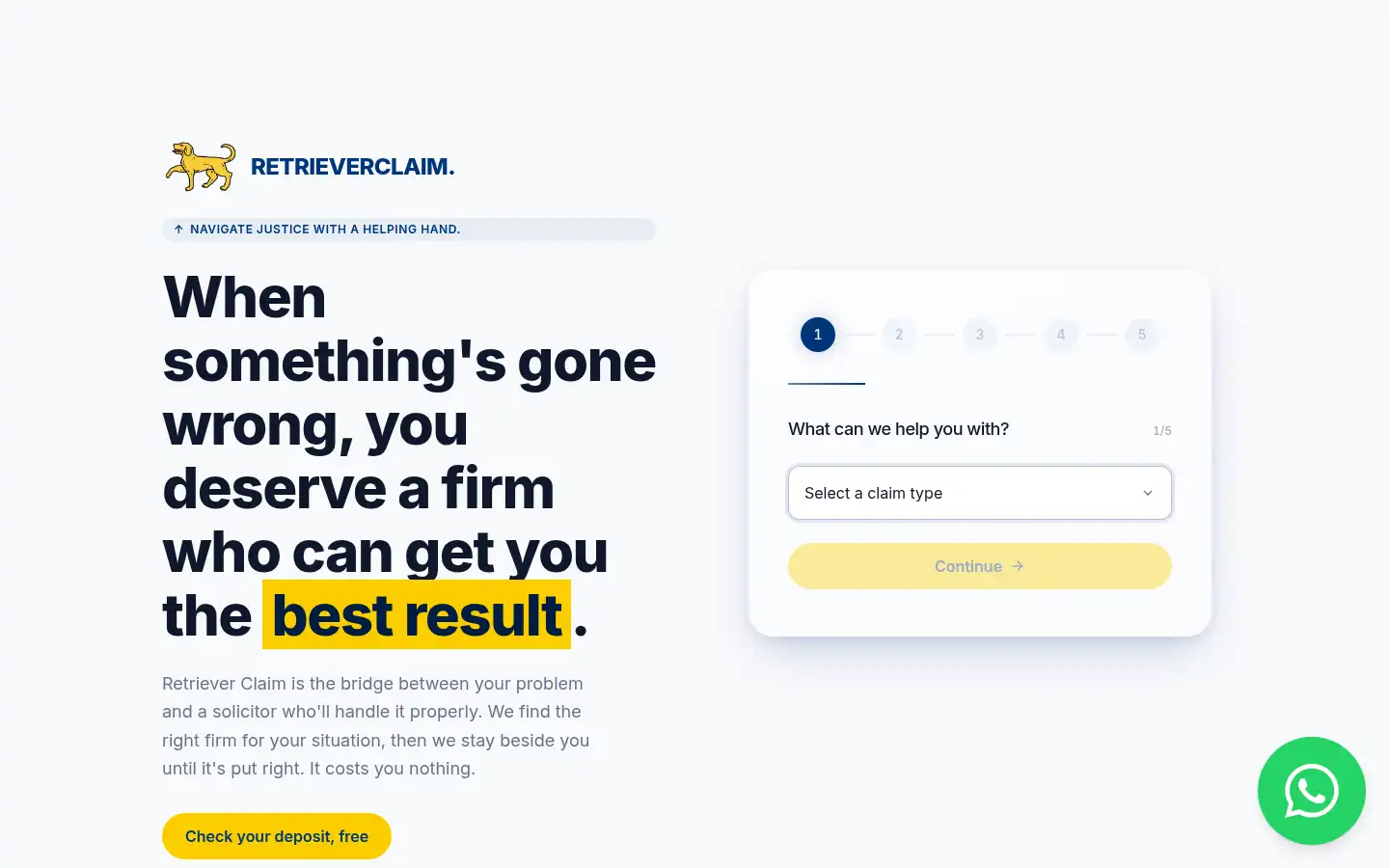 Screenshot of retrieverclaim.com