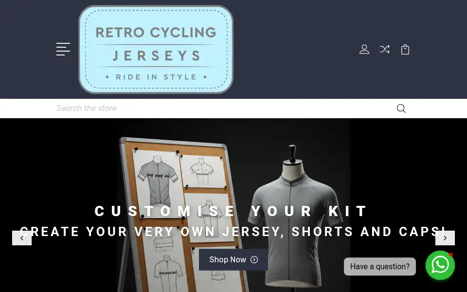Screenshot of retro-cycling-jerseys.com