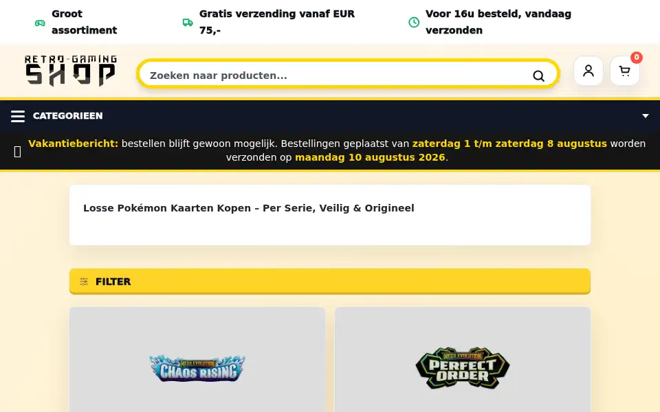 Screenshot of retro-gamingshop.nl