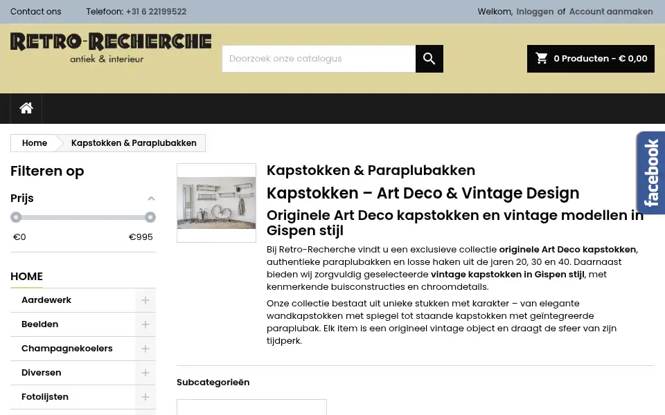 Screenshot of retro-recherche.nl