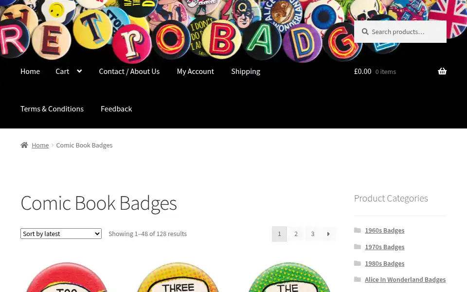 Screenshot of retrobadge.co.uk