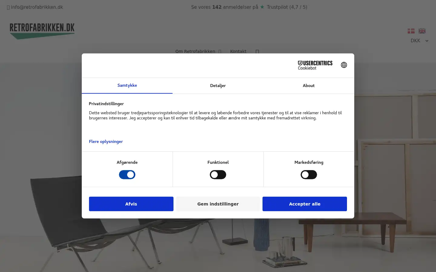 Screenshot of retrofabrikken.dk