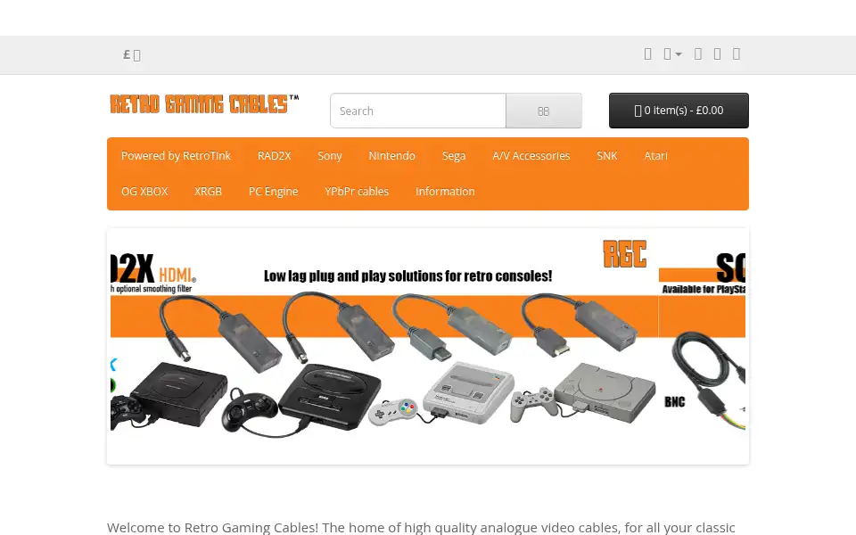 Screenshot of retrogamingcables.co.uk