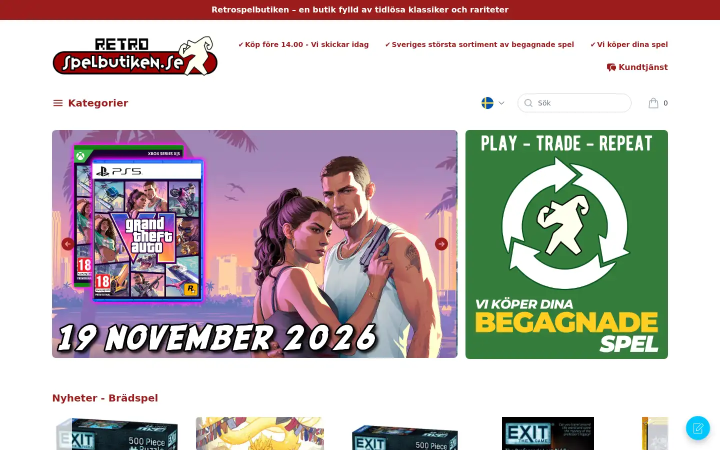 Screenshot of retrospelbutiken.se