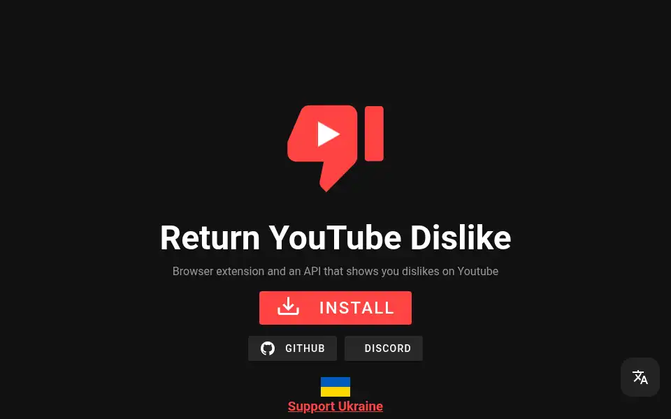 Screenshot of returnyoutubedislike.com