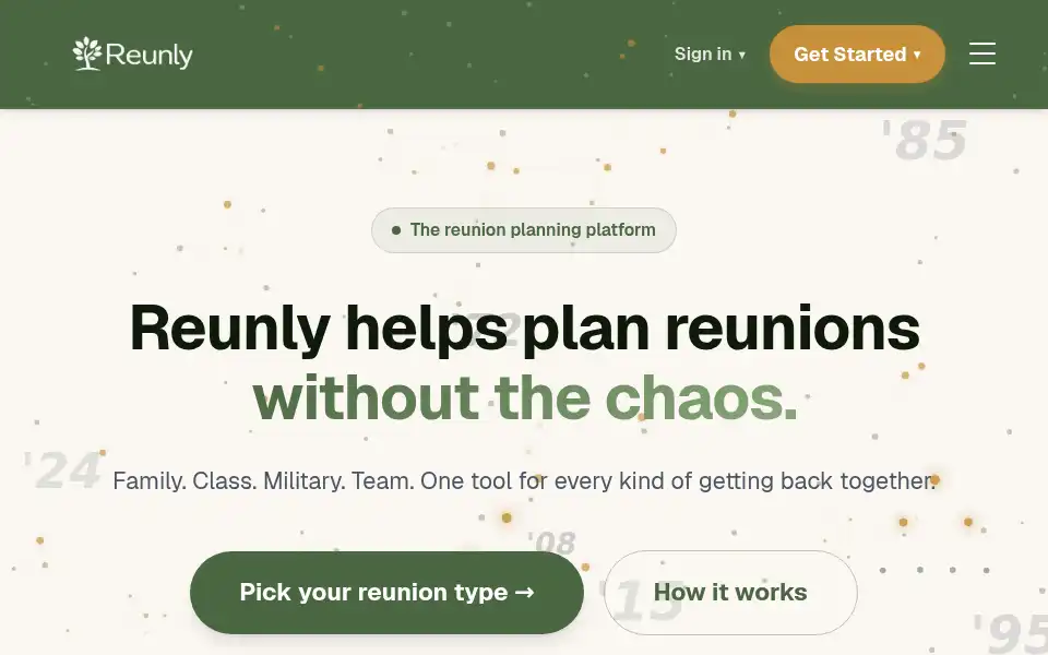 Screenshot of reunly.io