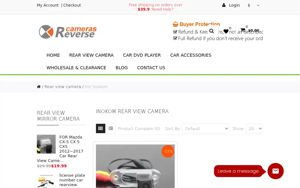 Screenshot of reverse-cameras.com