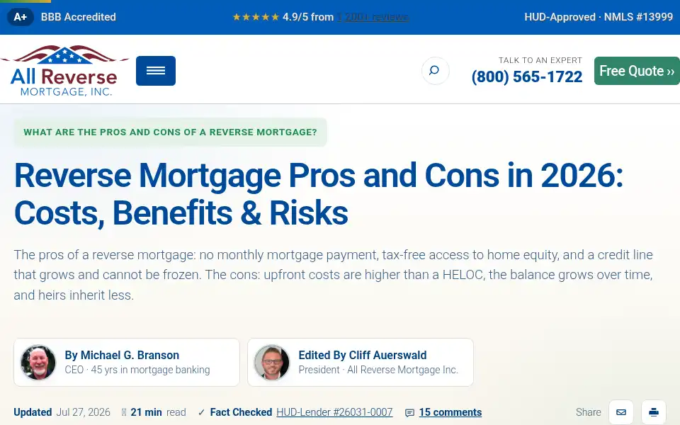 Screenshot of reverse.mortgage