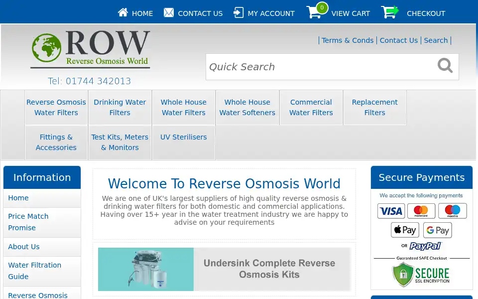 Screenshot of reverseosmosisworld.co.uk