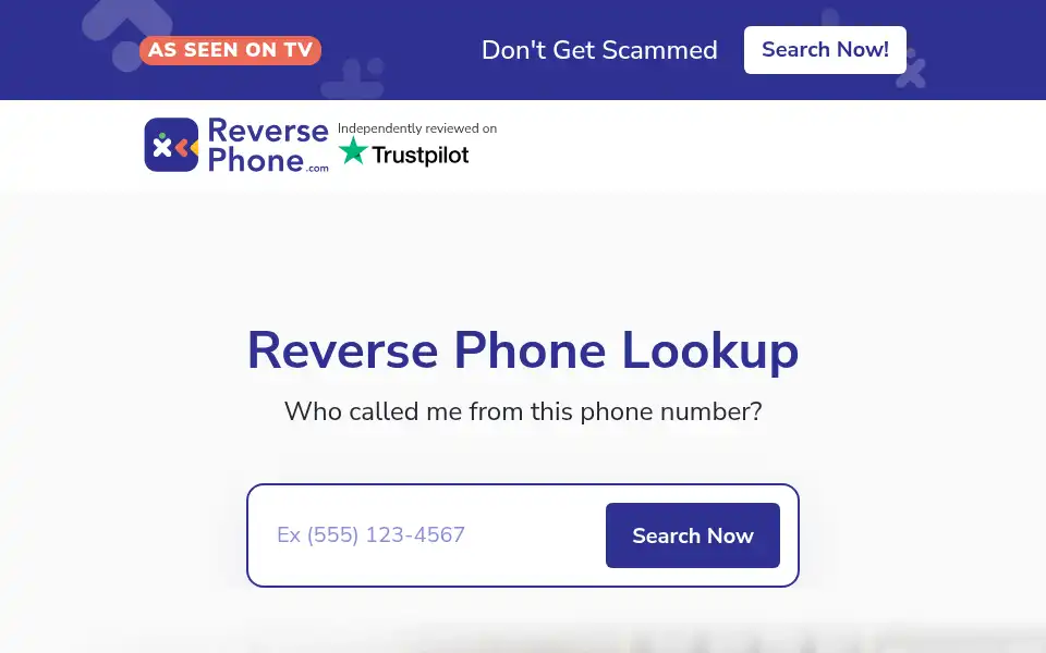 Screenshot of reversephone.com