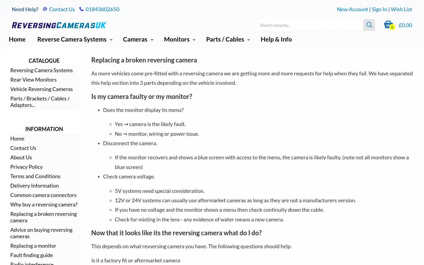 Screenshot of reversingcamerasuk.com
