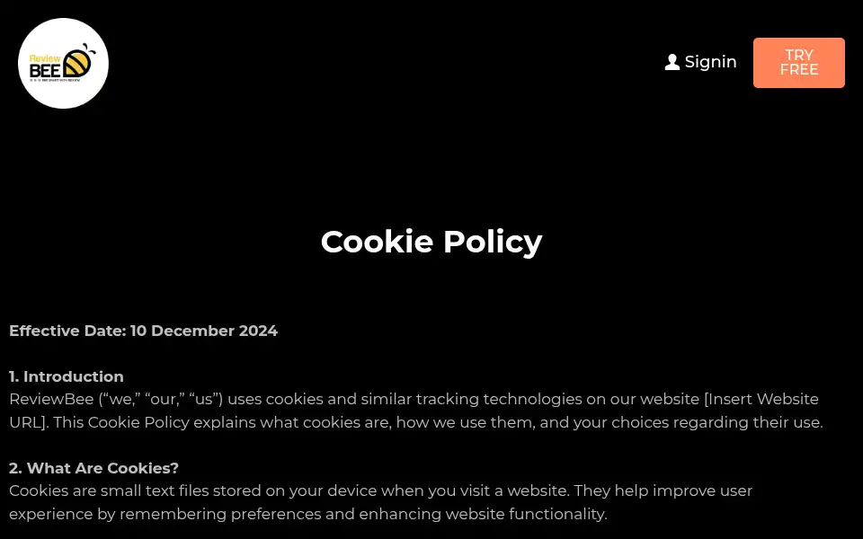 Screenshot of reviewbee.uk
