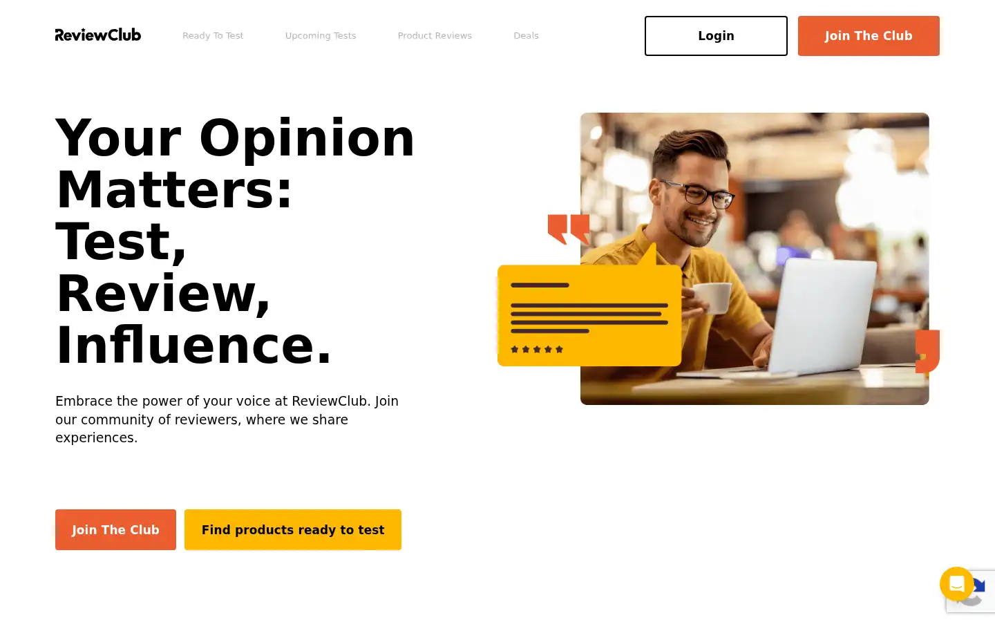Screenshot of reviewclub.com