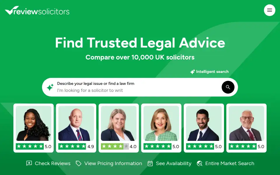 Screenshot of reviewsolicitors.com