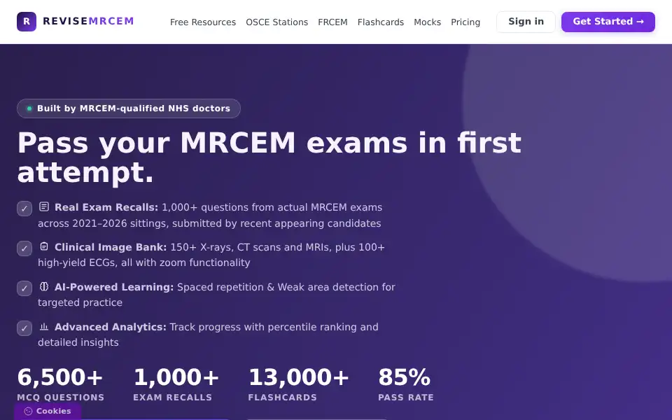 Screenshot of revisemrcem.com
