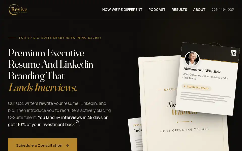 Screenshot of reviveexecutivebranding.com