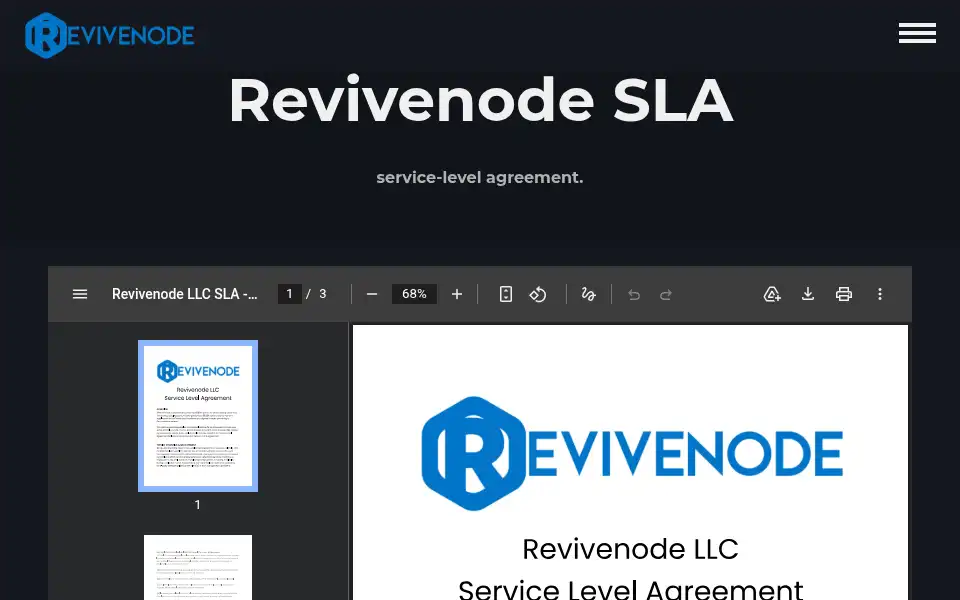 Screenshot of revivenode.com