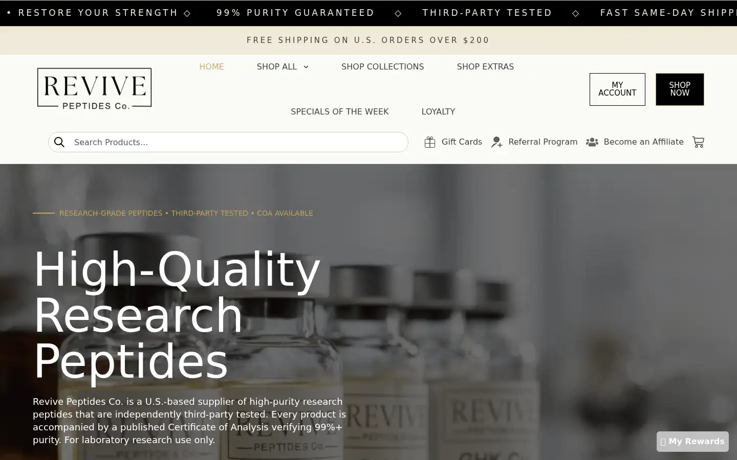 Screenshot of revivepeptidesco.com