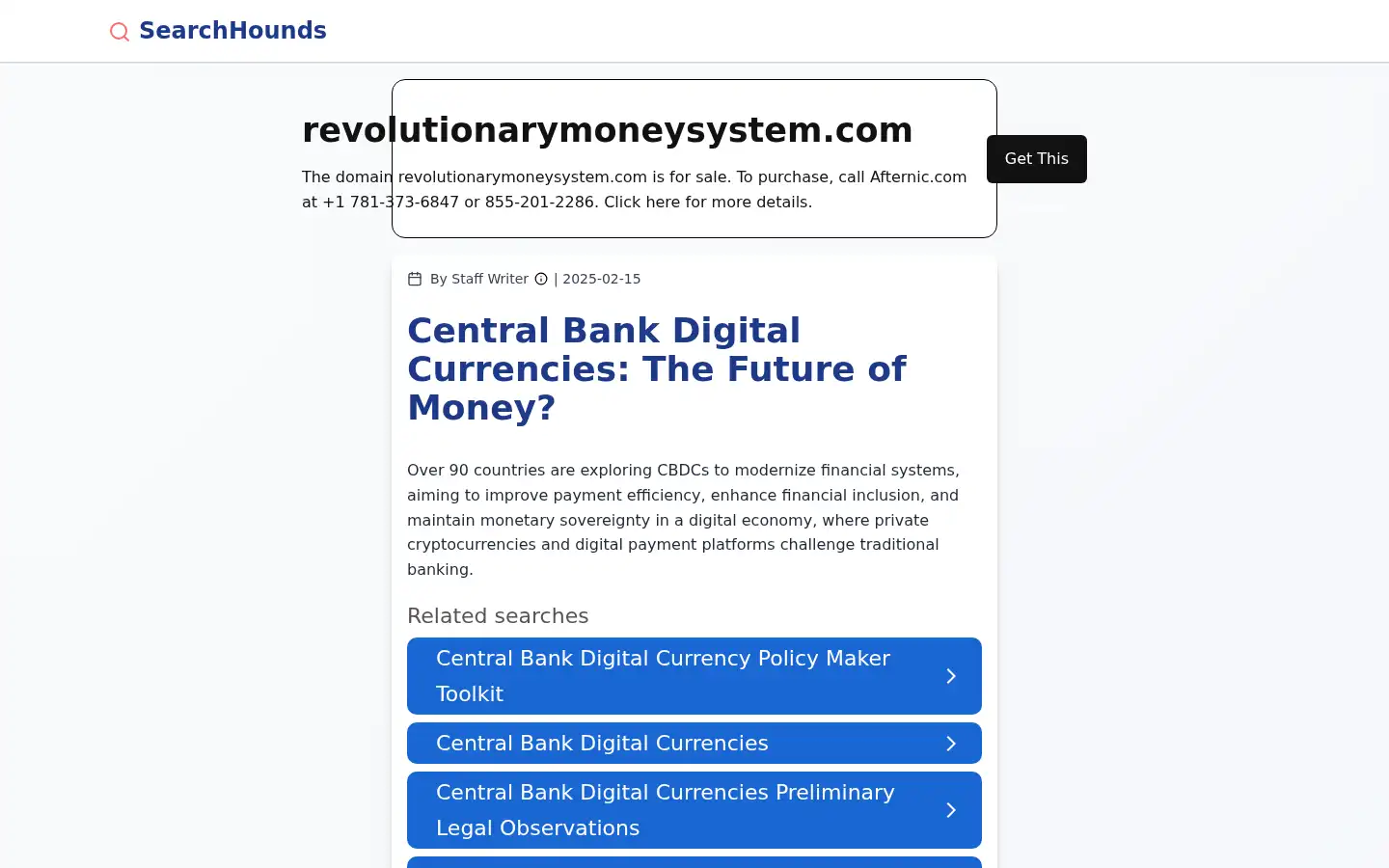 Screenshot of revolutionarymoneysystem.com
