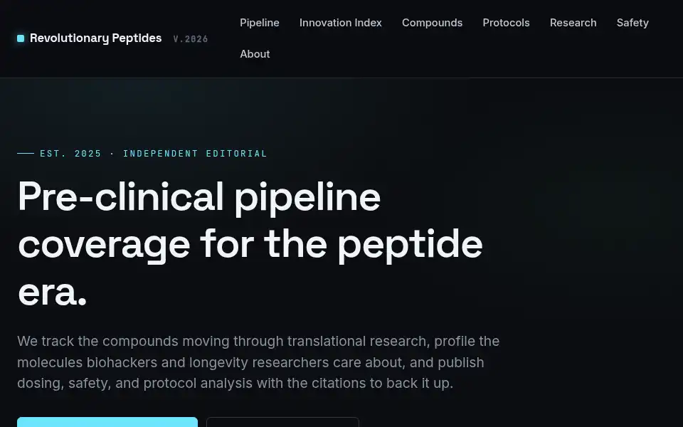 Screenshot of revolutionarypeptides.com