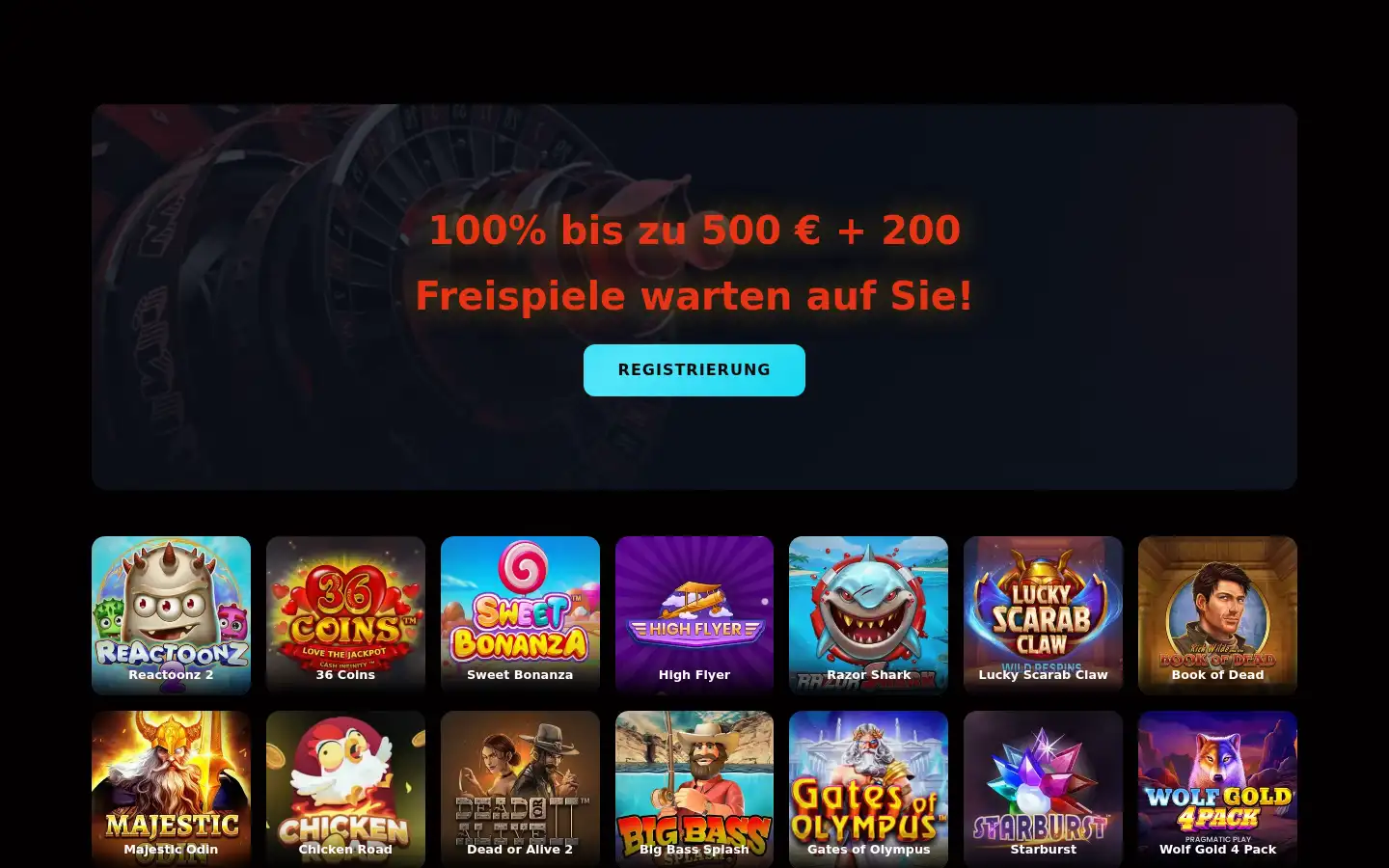 Screenshot of revolutionscasino.com