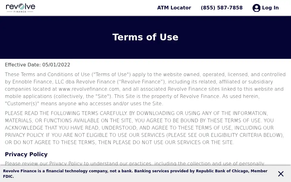 Screenshot of revolvefinance.com