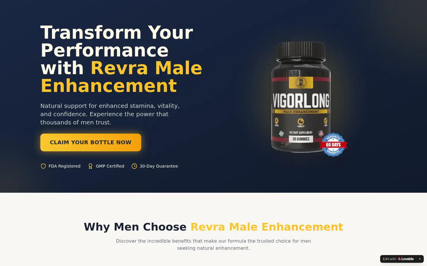 Screenshot of revra-male-enhancement.lovable.app