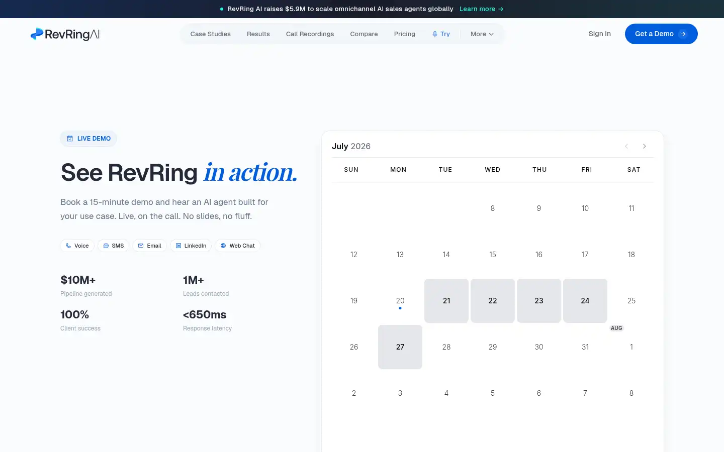 Screenshot of revring.ai