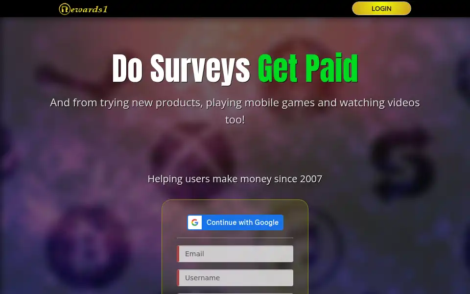 Screenshot of rewards1.com
