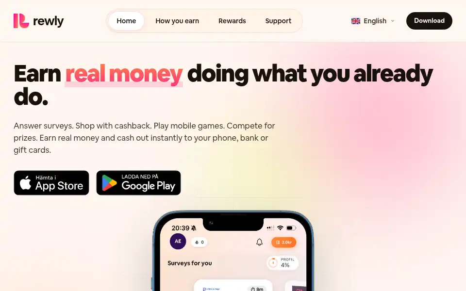 Screenshot of rewly.io