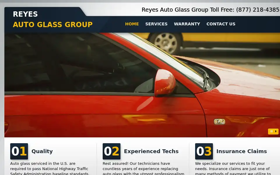 Screenshot of reyesautoglassgroup.com