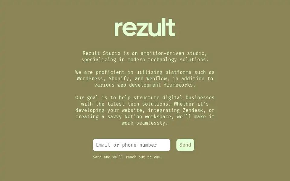 Screenshot of rezult.studio