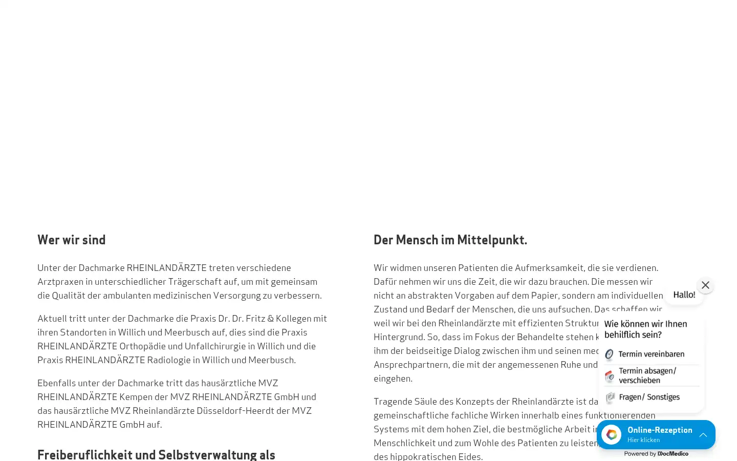 Screenshot of rheinlandaerzte.de