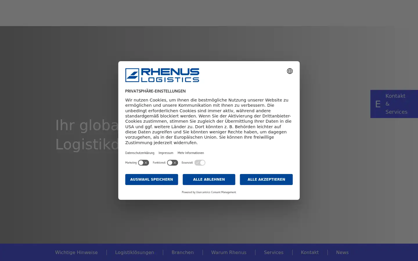 Screenshot of rhenus.com