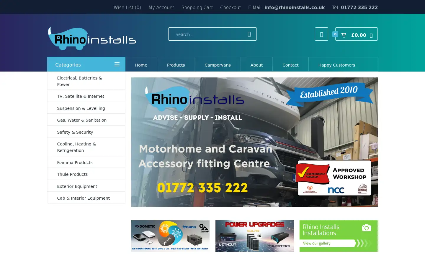 Screenshot of rhinoinstalls.co.uk