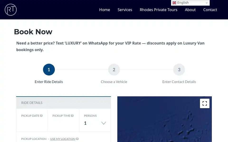 Screenshot of rhodes-transfer.com