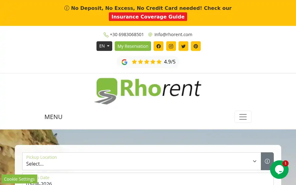 Screenshot of rhorent.com