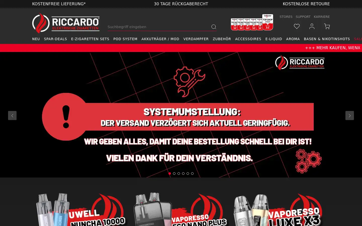 Screenshot of riccardo-zigarette.de