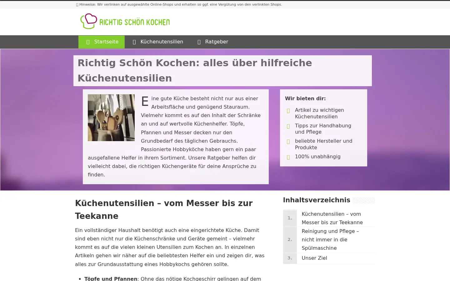 Screenshot of richtig-schoen-kochen.de