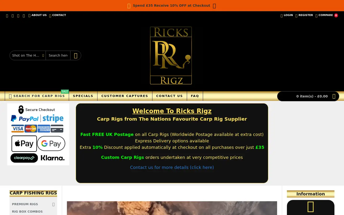 Screenshot of ricksrigz.co.uk