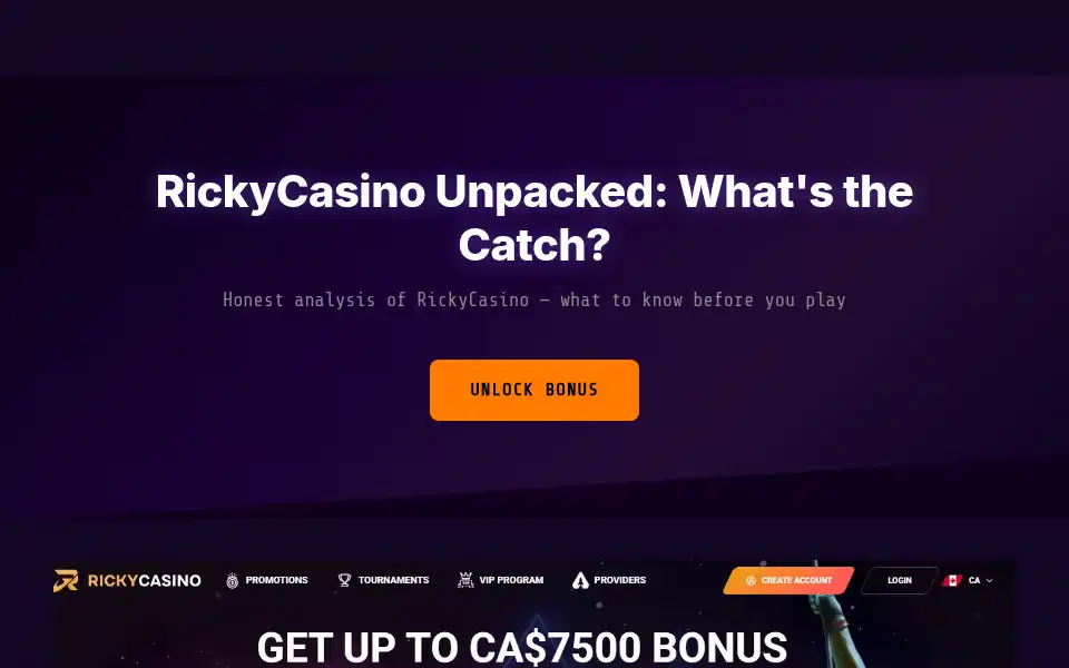 Screenshot of rickycasino.ca