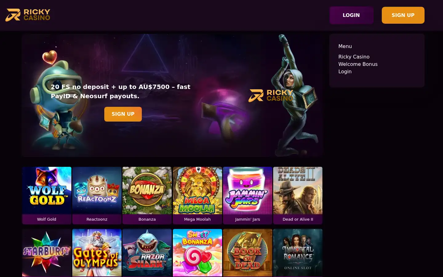 Screenshot of rickycasino19.com