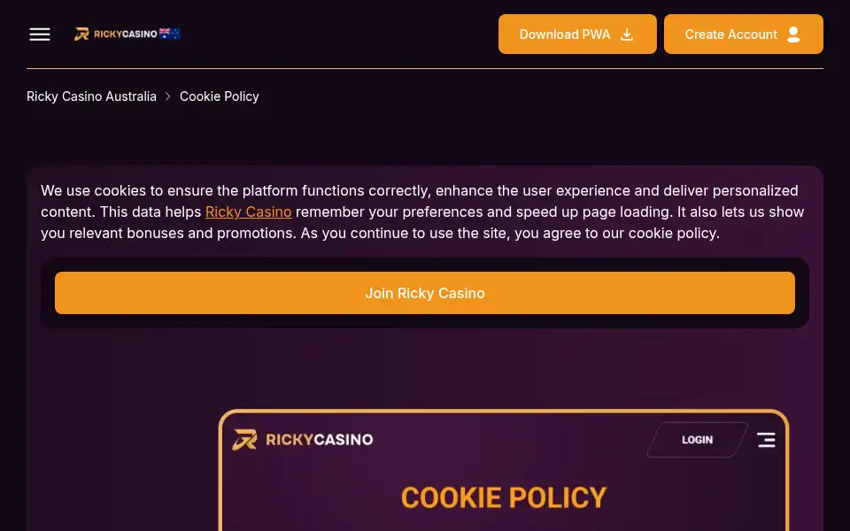 Screenshot of rickycasinosau.com