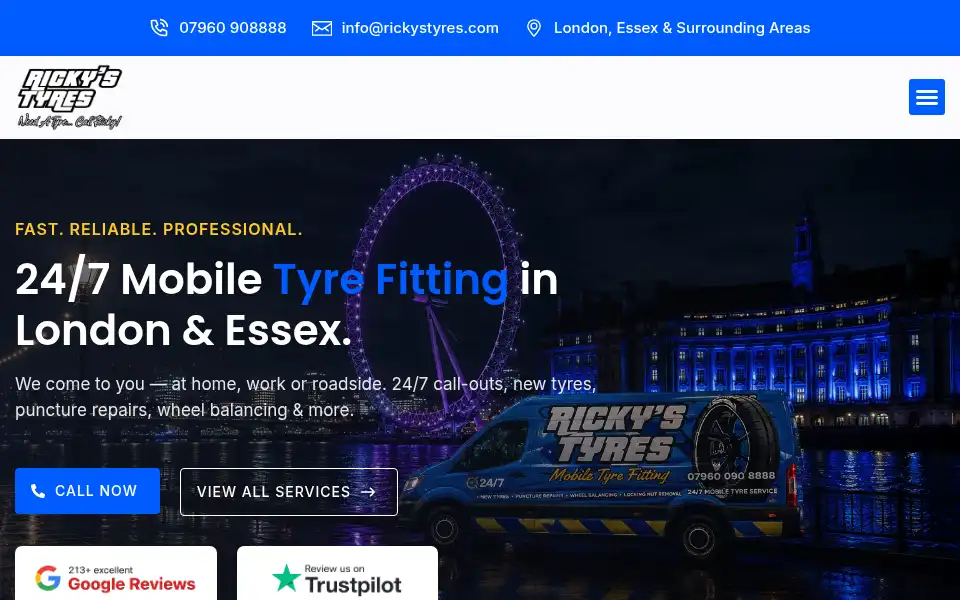 Screenshot of rickystyres.com