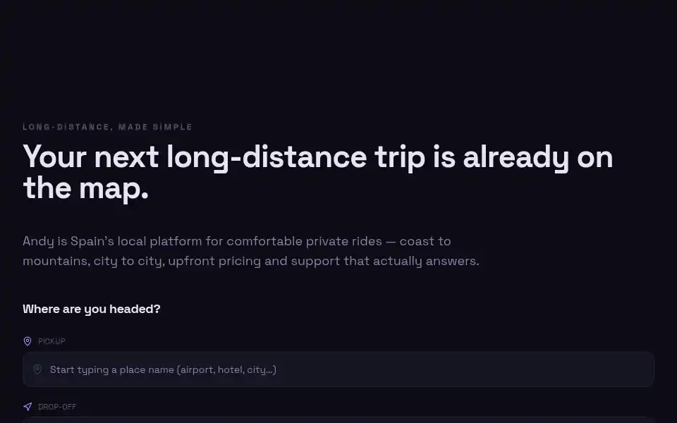 Screenshot of rideandy.com