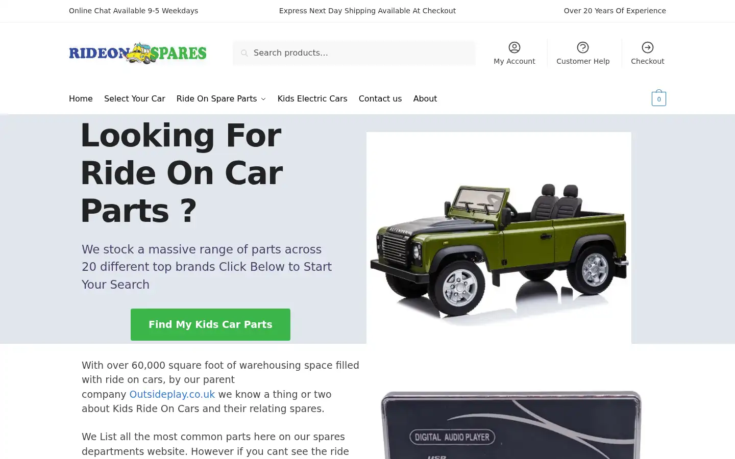 Screenshot of rideonspares.com