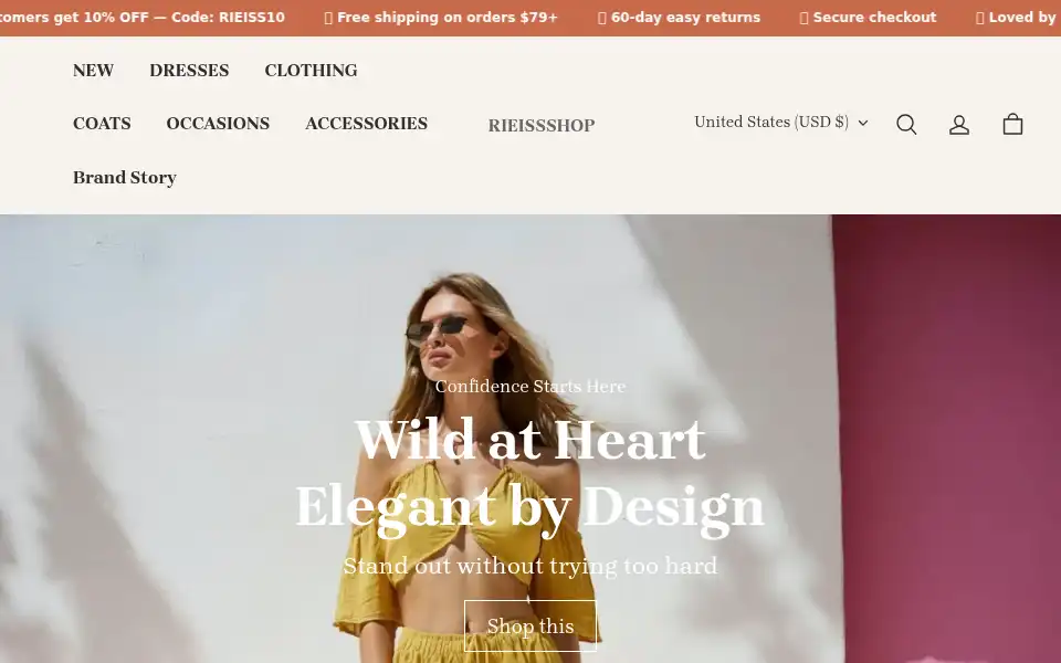 Screenshot of rieissshop.com