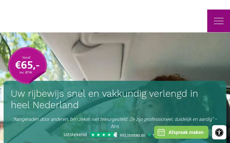 Screenshot of rijbewijskeuringdirect.nl