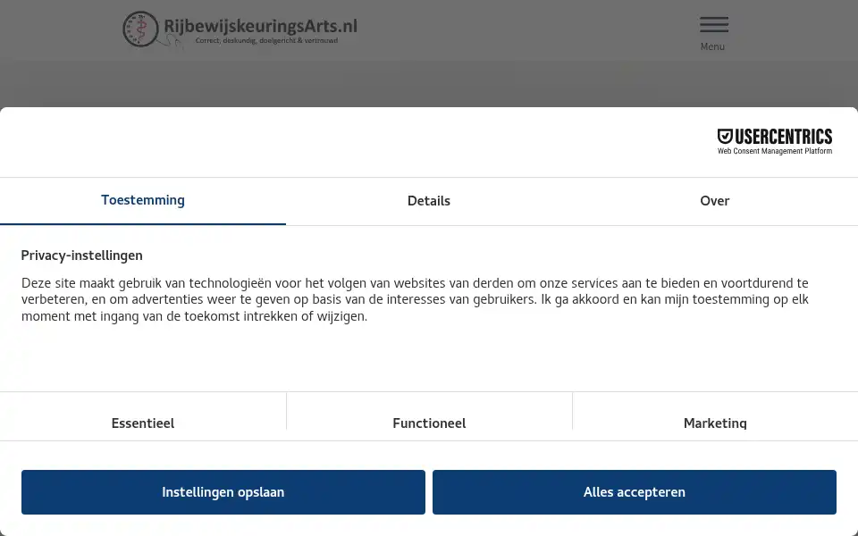 Screenshot of rijbewijskeuringsarts.nl